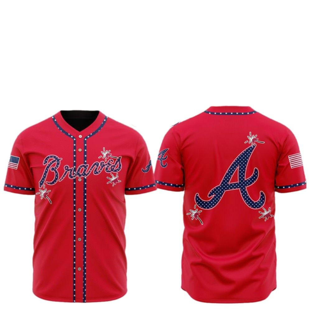 2025 Atlanta Braves Happy Independence Day Baseball Jersey - Grishko.com T-Shirts, Hoodie, Sweatshirt (Image 2)