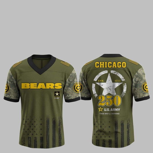 2025 Bears 250th Anniversary US Army Jersey - Grishko.com T-Shirts, Hoodie, Sweatshirt | WearSparks.com (Image 1)