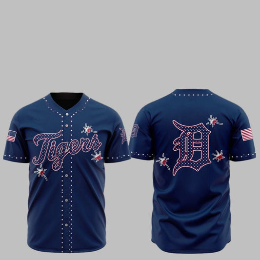 2025 Detroit Tigers Happy Independence Day Baseball Jersey - Grishko.com T-Shirts, Hoodie, Sweatshirt (Image 1)
