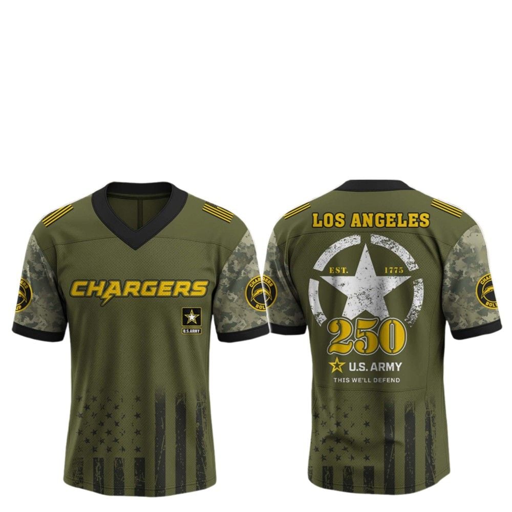 2025 LA Chargers 250th Anniversary US Army Jersey - Grishko.com T-Shirts, Hoodie, Sweatshirt | WearSparks.com (Image 2)