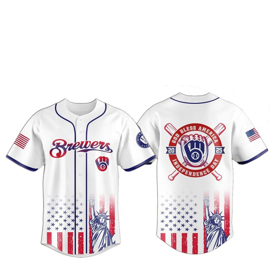 2025 Milwaukee Brewers 4th Of July Independence Day Jersey - Grishko.com T-Shirts, Hoodie, Sweatshirt (Image 1)