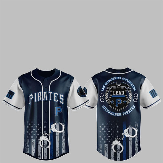 2025 Pirates x Law Enforcement Appreciation Day Jersey - Grishko.com T-Shirts, Hoodie, Sweatshirt | WearSparks.com (Image 1)