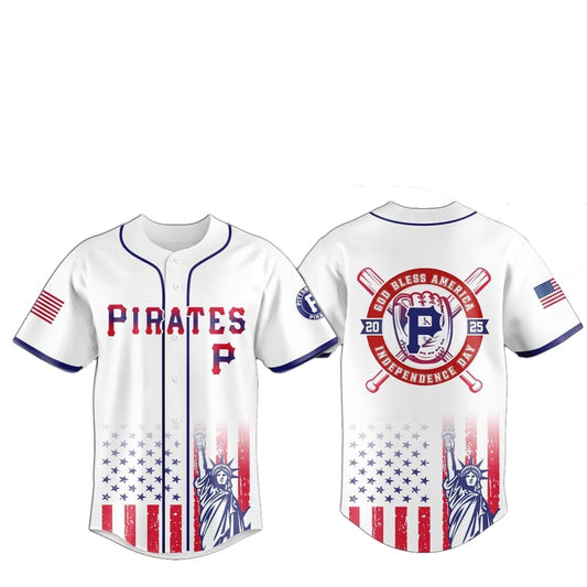2025 Pittsburgh Pirates 4th Of July Independence Day Jersey - Grishko.com T-Shirts, Hoodie, Sweatshirt (Image 1)