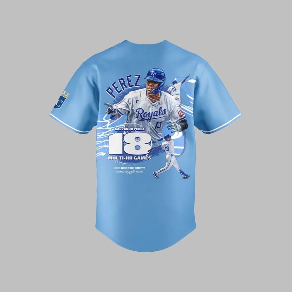2025 Royals Salvador Perez 18 Multi-Homer Games Jersey - Grishko.com T-Shirts, Hoodie, Sweatshirt | WearSparks.com (Image 3)