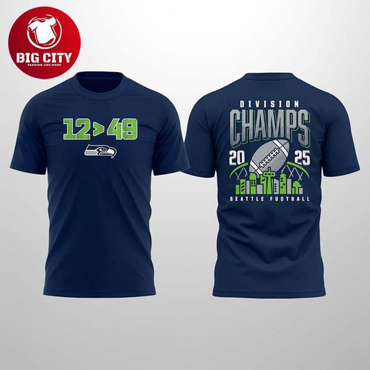 2025 Seahawks 12 49 NFC West Division Champions Two Sided Shirt