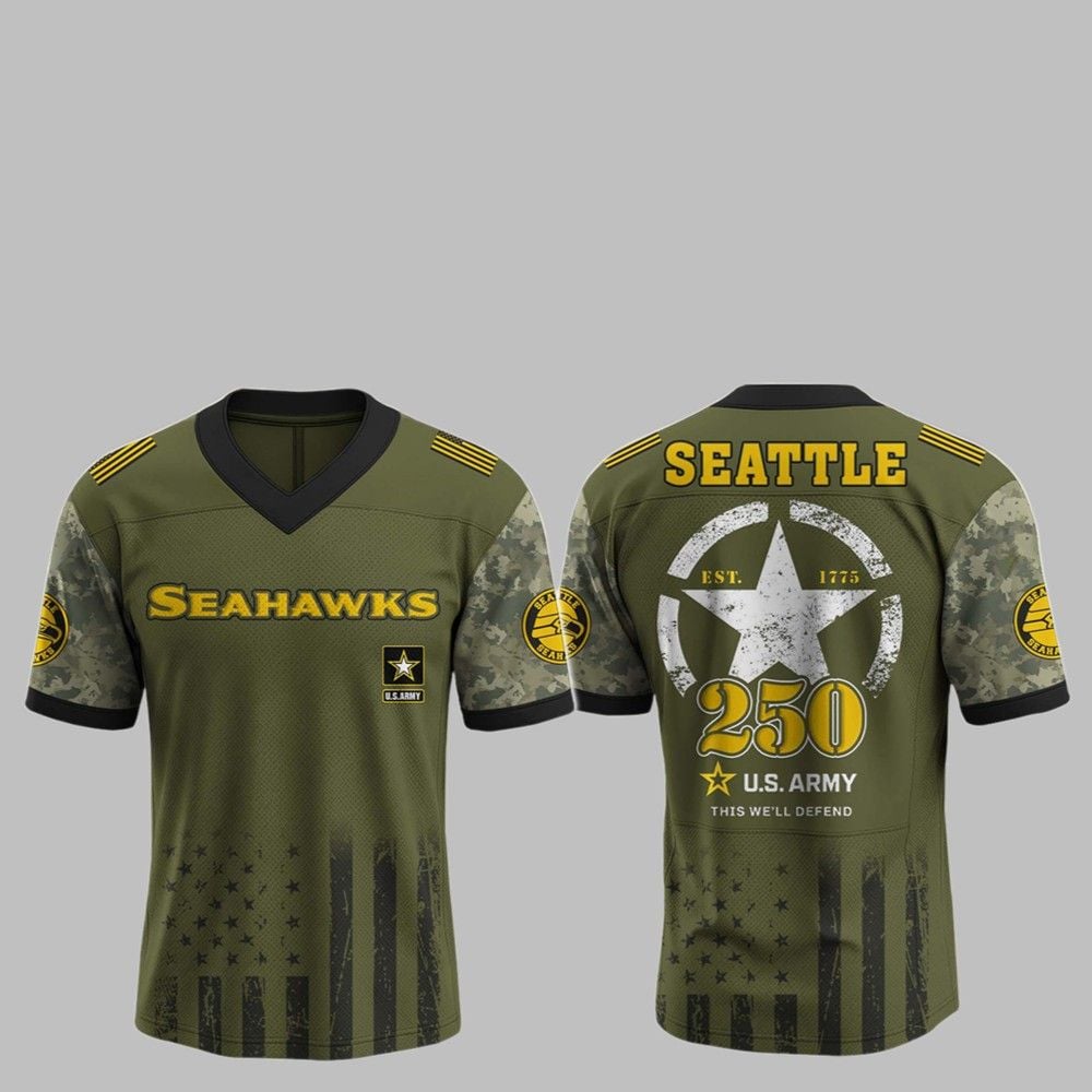 2025 Seahawks 250th Anniversary US Army Jersey - Grishko.com T-Shirts, Hoodie, Sweatshirt | WearSparks.com (Image 1)