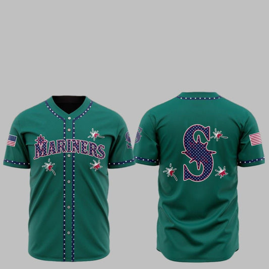 2025 Seattle Mariners Happy Independence Day Baseball Jersey - Grishko.com T-Shirts, Hoodie, Sweatshirt (Image 1)