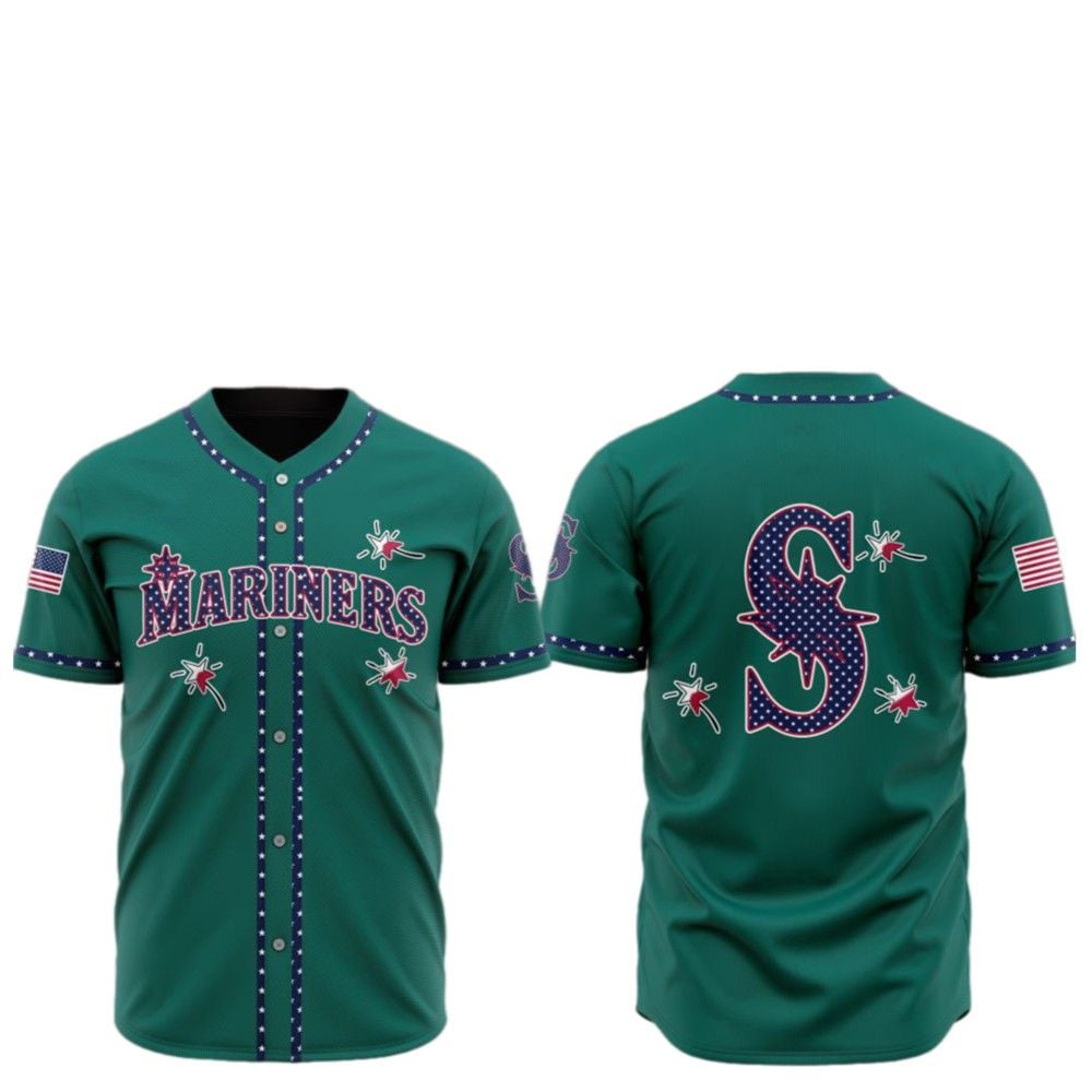 2025 Seattle Mariners Happy Independence Day Baseball Jersey - Grishko.com T-Shirts, Hoodie, Sweatshirt (Image 2)
