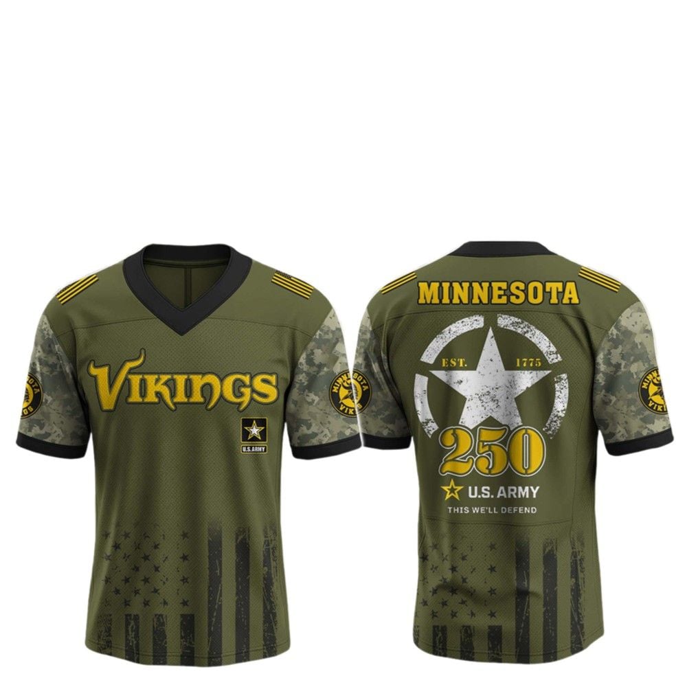 2025 Vikings 250th Anniversary US Army Jersey - Grishko.com T-Shirts, Hoodie, Sweatshirt | WearSparks.com (Image 2)