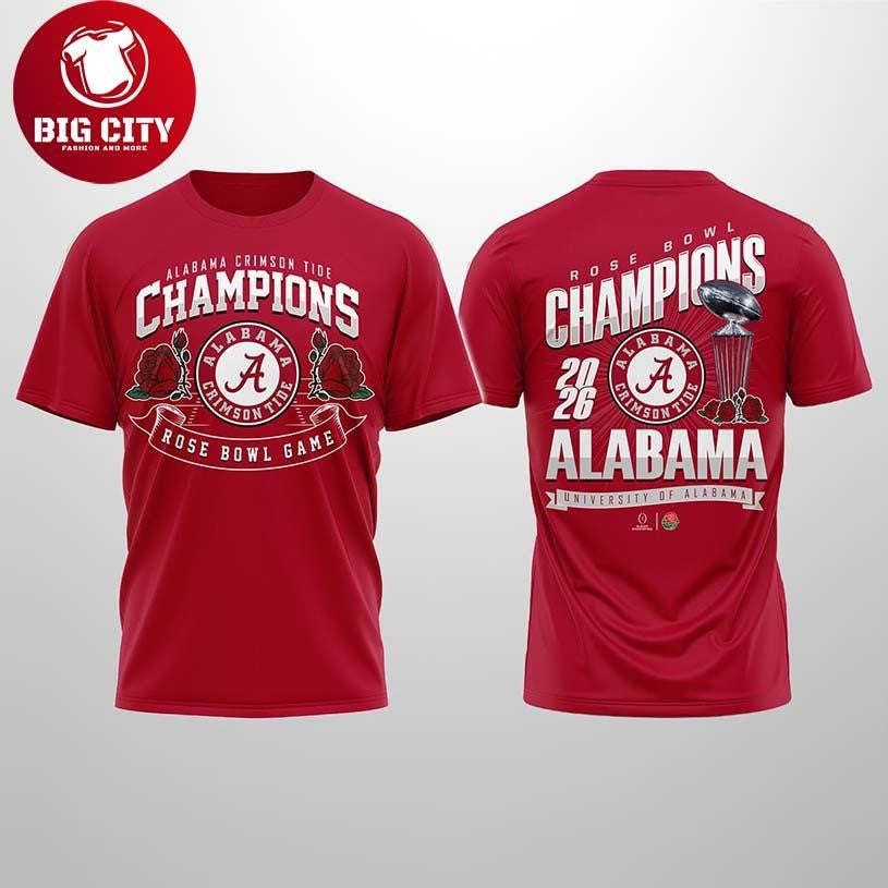 2026 Crimson Tide Rose Bowl Champions Two Sided Shirt