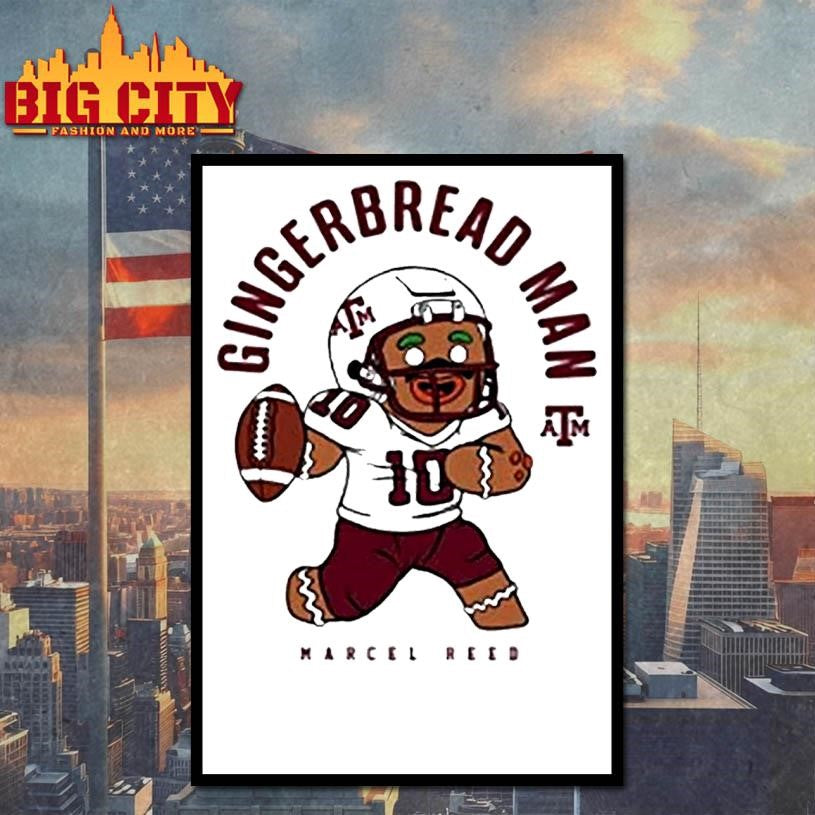 2026 Gingerbread Man Marcel Reed Texas Am Ncaa Football Shirt