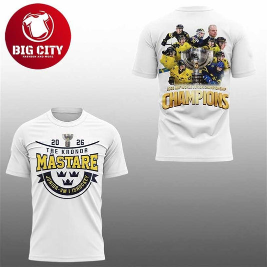 2026 Tre Kronor Mastare Junior VM i Ishockey World Junior Champions Two Sided Shirt