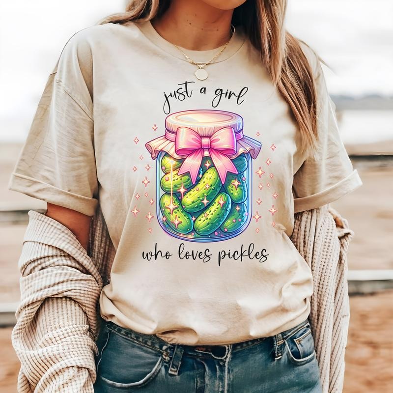 #213 - Just a Girl Who Loves Pickles Pickle Jar - Print Unisex Crew neck Tee T-shirt Hoodie, Sweatshirt | WearSparks.com