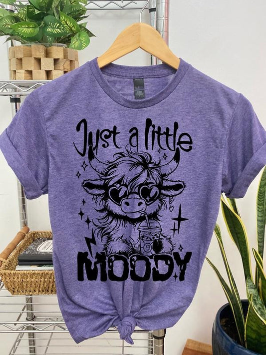 #223 - Just a Little Moody, Cute Baby Highland Cow -  - Print Unisex Crew neck Tee T-shirt Hoodie, Sweatshirt