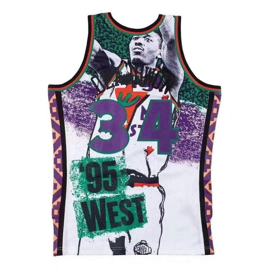 #34 o'lajuwon 1995 all star jersey (print)