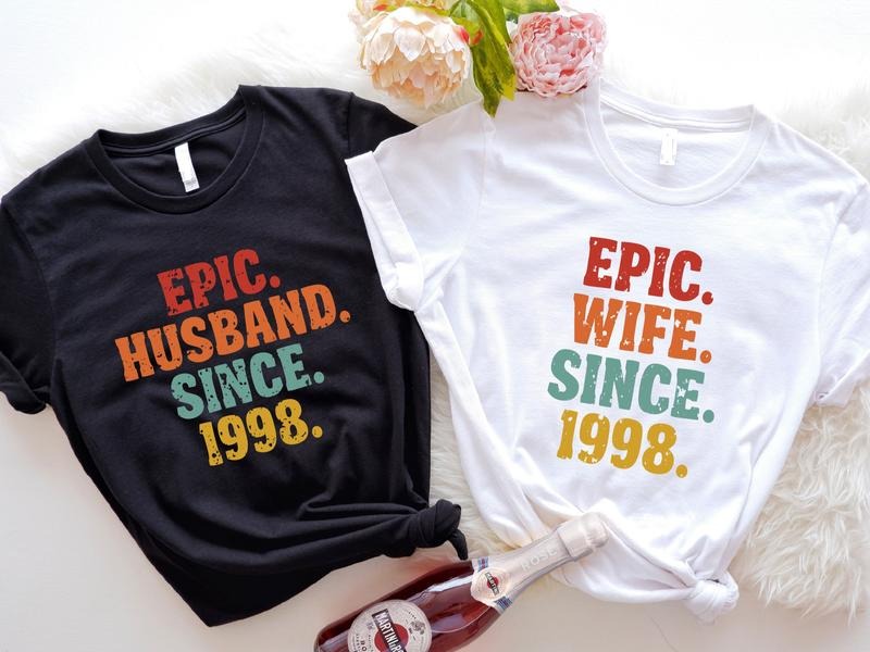25th Anniversary Husband Shirt, 25th Wedding Anniversary Wife Tee, Wedding Anniversary Gift Tee, Matching Couple T-Shirt,...