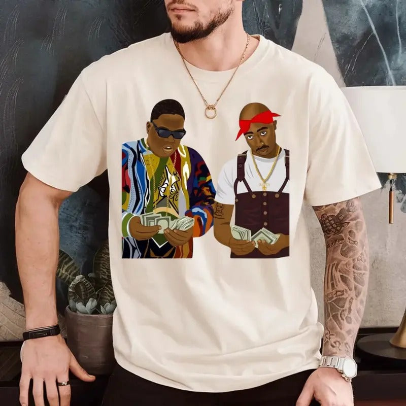 2pac And B.I.G. Tee, Legends Hip Hop Shirt, Rapper Old School Shirt, Gift For Hip Hop Lover, Unisex Short Sleeve Tee...