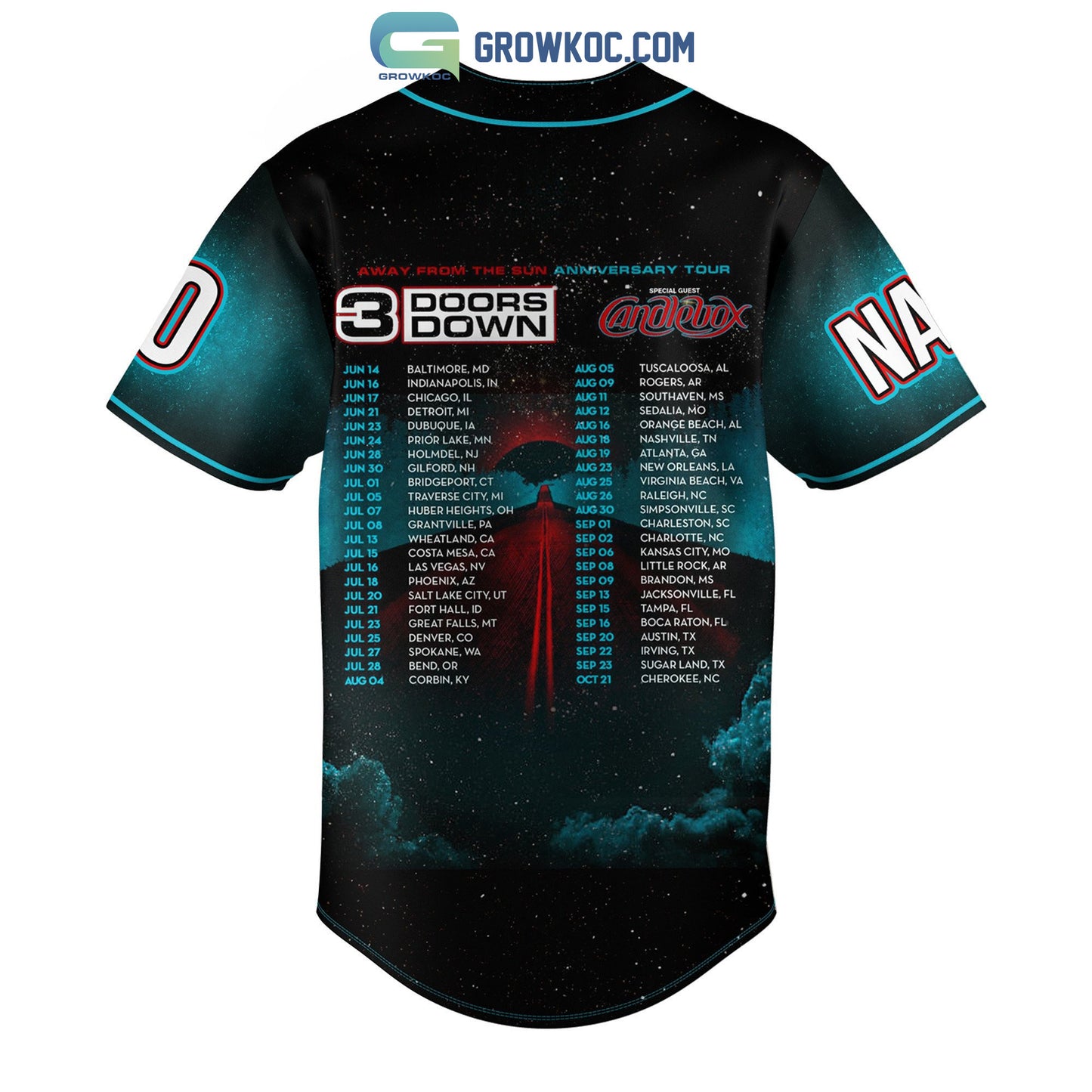 3 Doors Down Away From The Sun Anniversary Tour Personalized Baseball Jersey