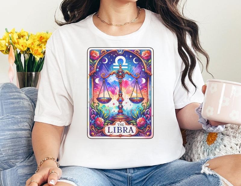 # 321 - Scales Zodiac Libra Tarot Card Design - Print Unisex Crew neck Tee T-shirt Hoodie, Sweatshirt | WearSparks.com