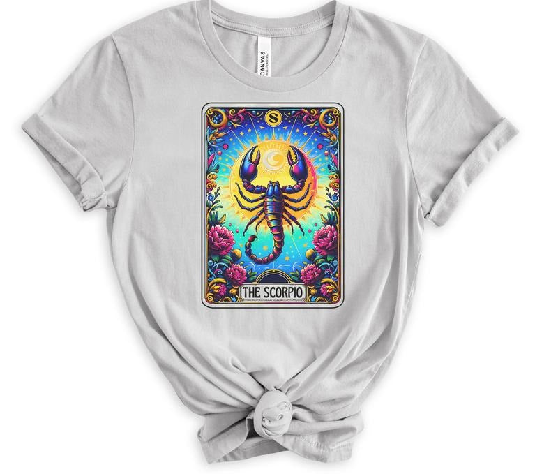 # 328 - Zodiac Scorpio Tarot Card Design - Print Unisex Crew neck Tee T-shirt Comfort Fabric Hoodie, Sweatshirt