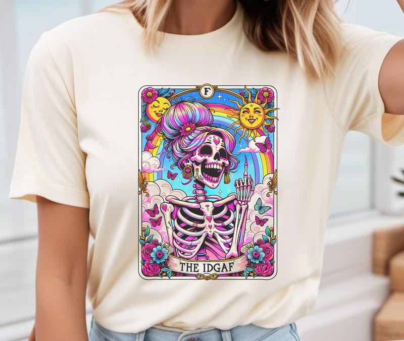 # 331 - The IDGAF Tarot Card Design - Print Unisex Crew neck Tee T-shirt Comfort Fabric Hoodie, Sweatshirt | WearSparks.com