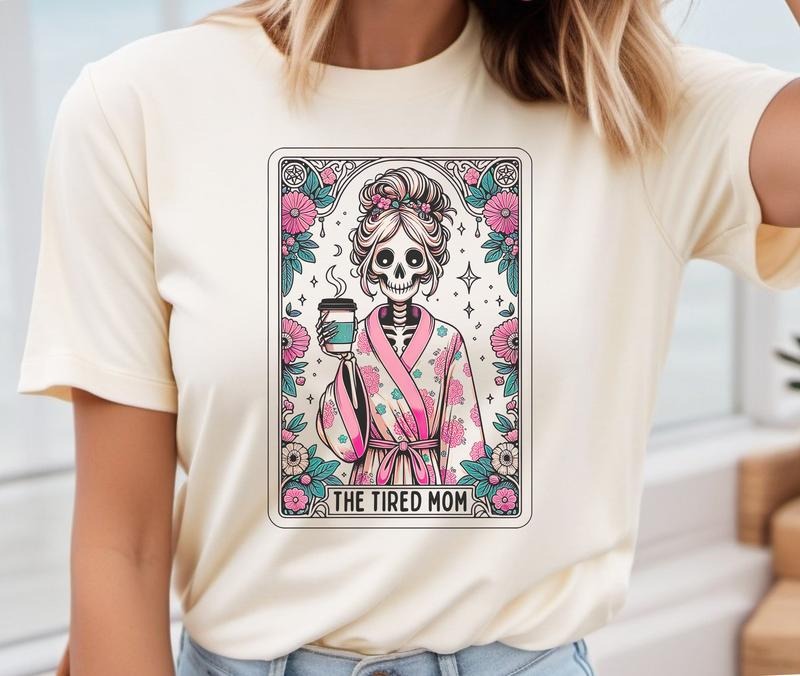# 332 - The Tired Mom Tarot Card Design - Print Unisex Crew neck Tee T-shirt Hoodie, Sweatshirt | WearSparks.com