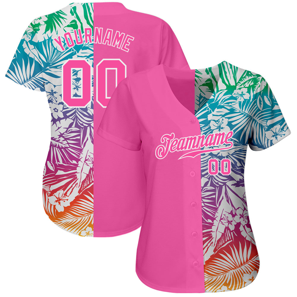 Custom 3D Pattern Design Tropical Palm Leaves Authentic Baseball Jersey T-Shirts, Hoodie, Sweatshirt (Image 3)