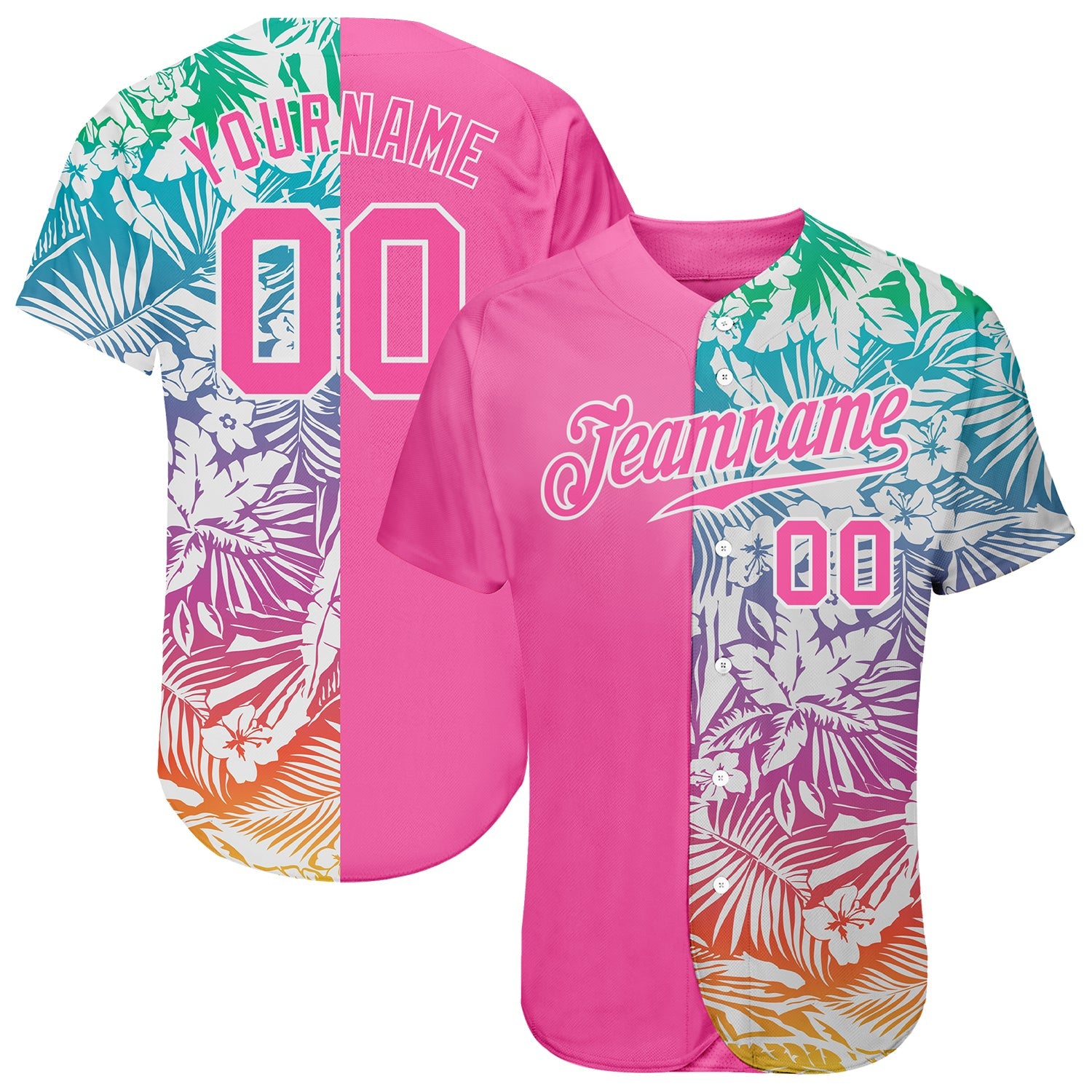 Custom 3D Pattern Design Tropical Palm Leaves Authentic Baseball Jersey T-Shirts, Hoodie, Sweatshirt (Image 1)
