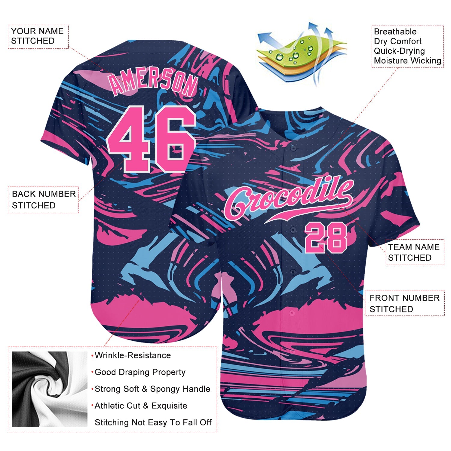 Custom 3D Pattern Design Sport Authentic Baseball Jersey T-Shirts, Hoodie, Sweatshirt | WearSparks.com (Image 3)