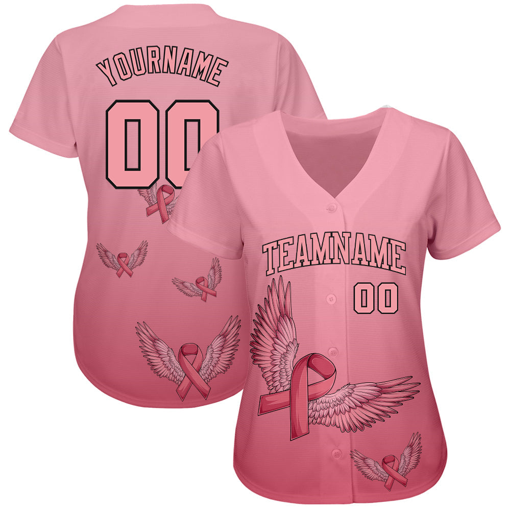 Custom 3D Pink Ribbon With Angel Wings Breast Cancer Awareness Month Women Health Care Support Authentic... (Image 2)