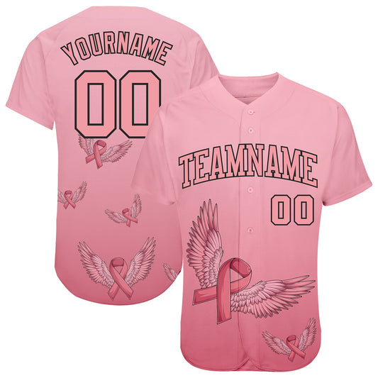 Custom 3D Pink Ribbon With Angel Wings Breast Cancer Awareness Month Women Health Care Support Authentic... (Image 1)