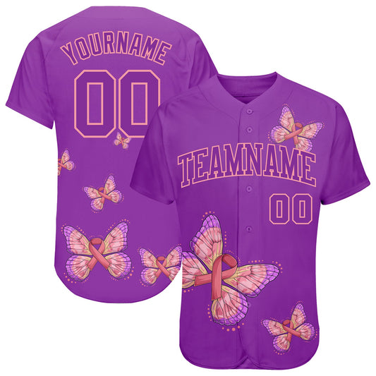 Custom 3D Pink Ribbon With Butterfly Wings Breast Cancer Awareness Month Women Health Care Support Authentic... (Image 1)