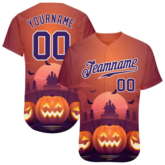 Custom 3D Pattern Halloween Pumpkins Horror Night Authentic Baseball Jersey T-Shirts, Hoodie, Sweatshirt (Image 1)