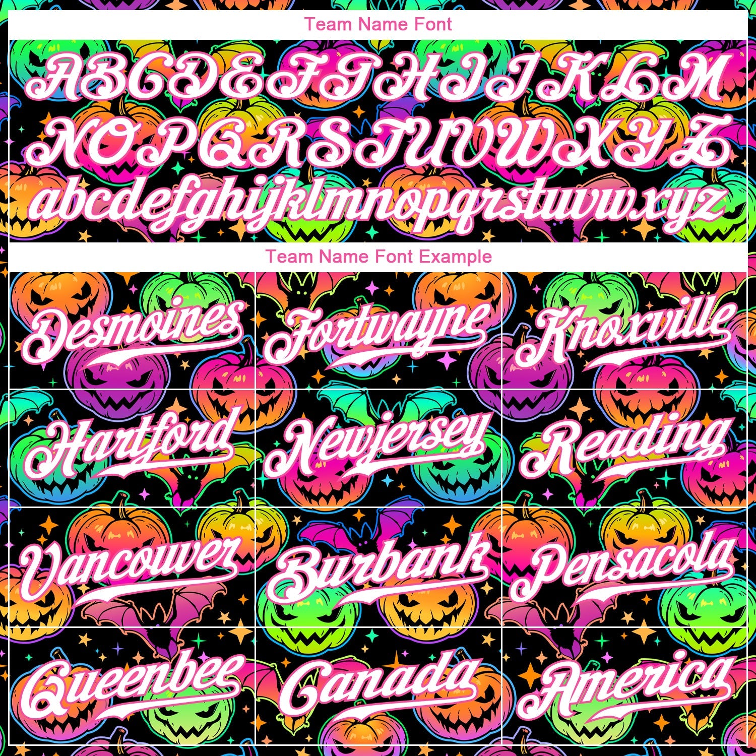 Custom 3D Pattern Bright Multicolored Halloween Pumpkins And Bats Authentic Baseball Jersey