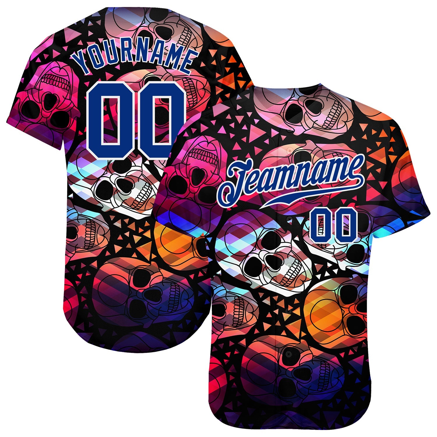 Custom 3D Pattern Halloween Skulls Authentic Baseball Jersey T-Shirts, Hoodie, Sweatshirt | WearSparks.com (Image 1)