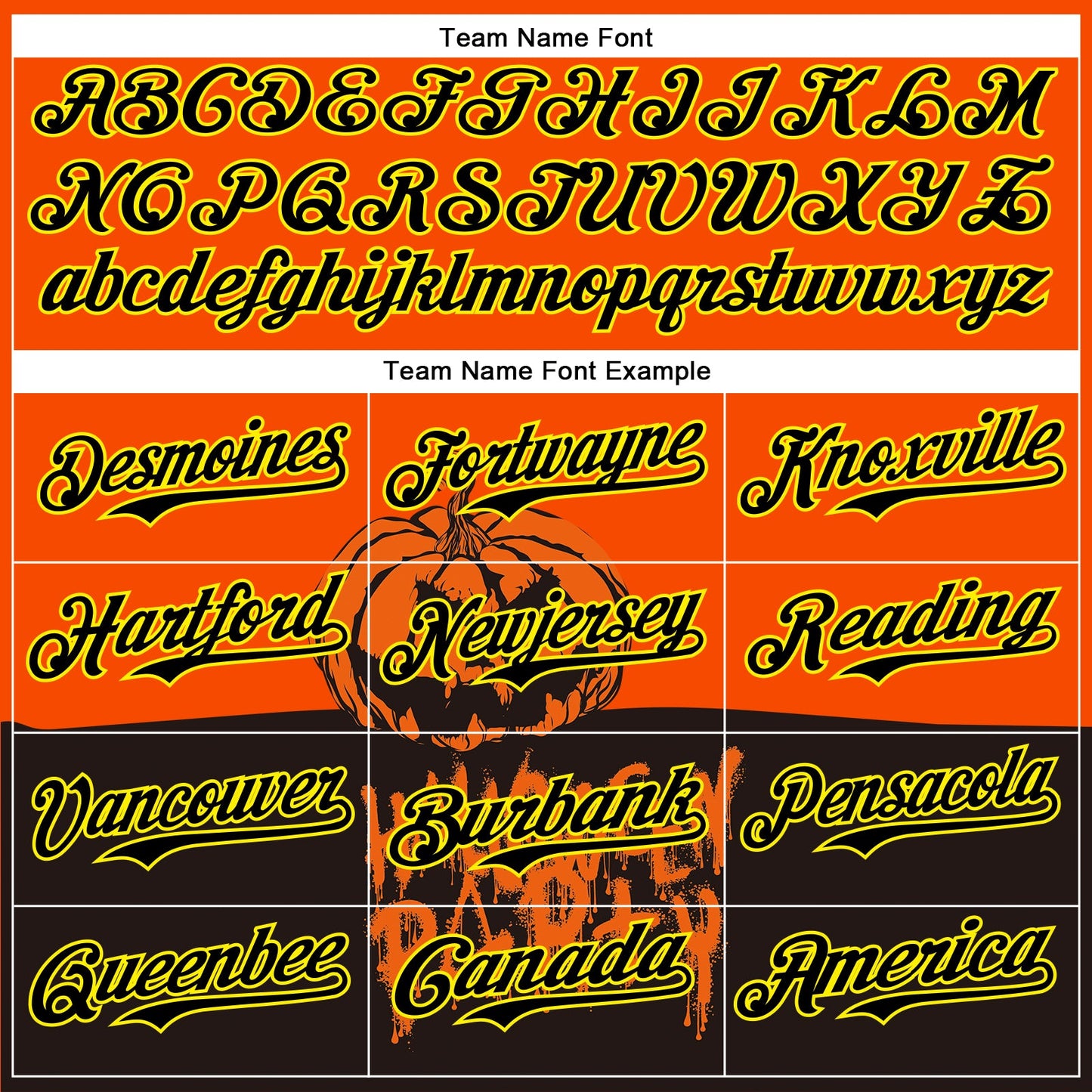 Custom Orange Black Pinstripe Light Yellow 3D Halloween Pumpkin Party Costume Ideas Authentic Baseball Jersey