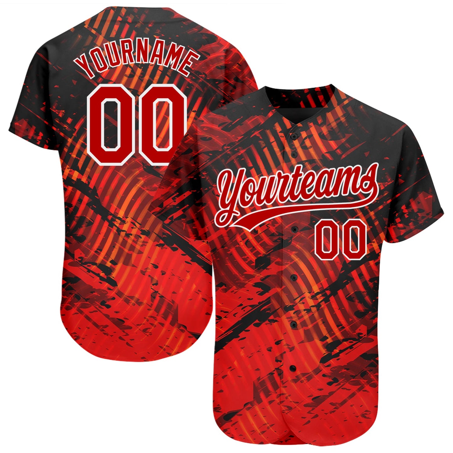 Custom Black Red-White 3D Pattern Design Authentic Baseball Jersey T-Shirts, Hoodie, Sweatshirt | WearSparks.com (Image 1)