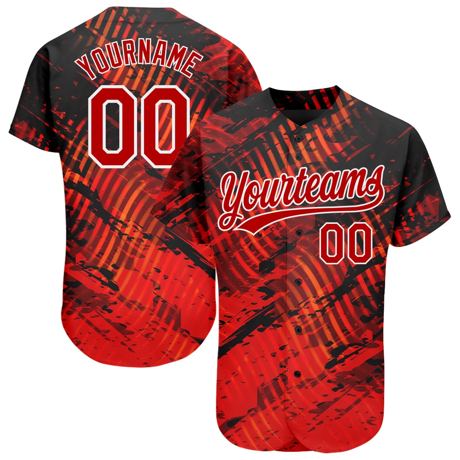 Custom Black Red-White 3D Pattern Design Authentic Baseball Jersey T-Shirts, Hoodie, Sweatshirt | WearSparks.com (Image 1)