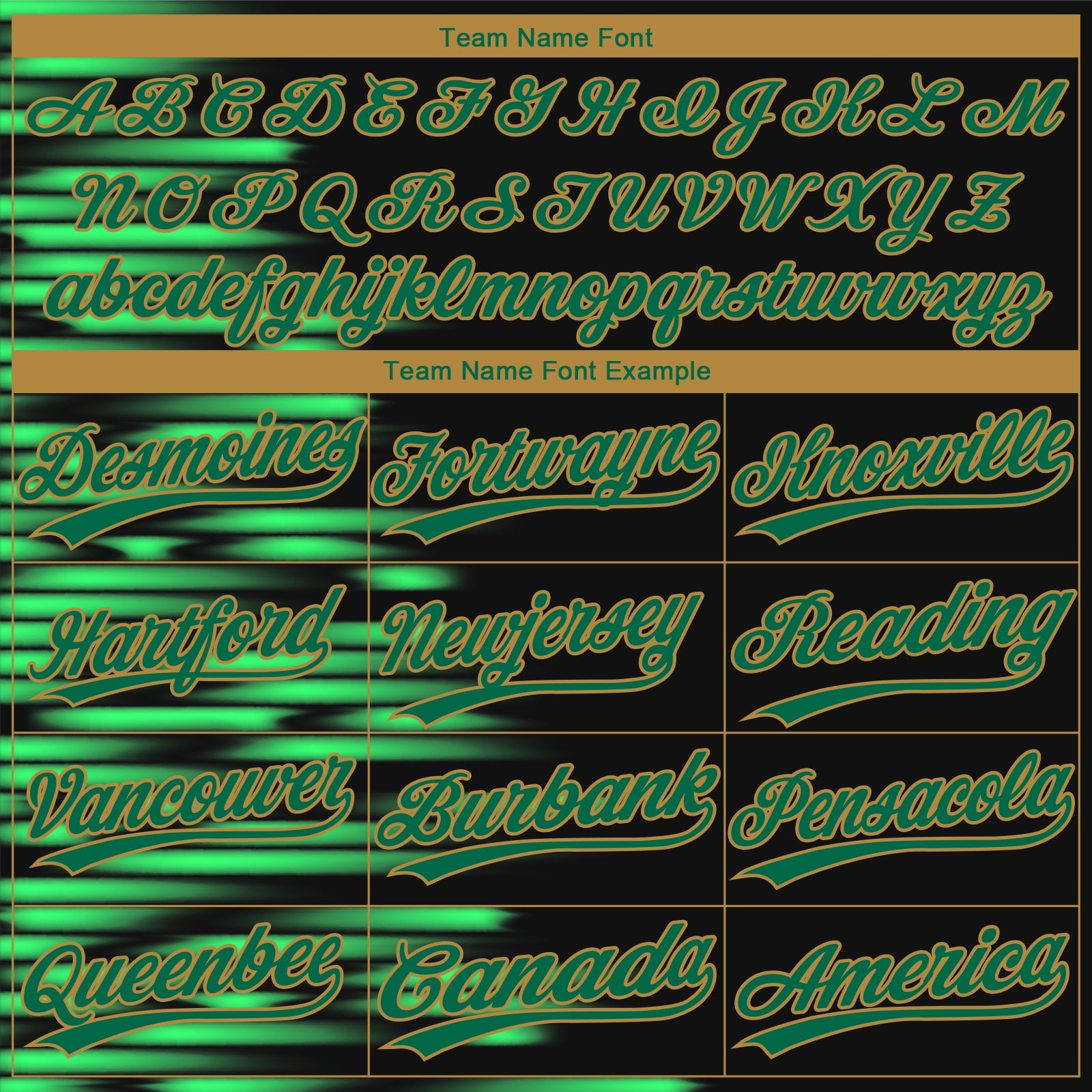 Custom Black Kelly Green-Old Gold 3D Pattern Design Authentic Baseball Jersey