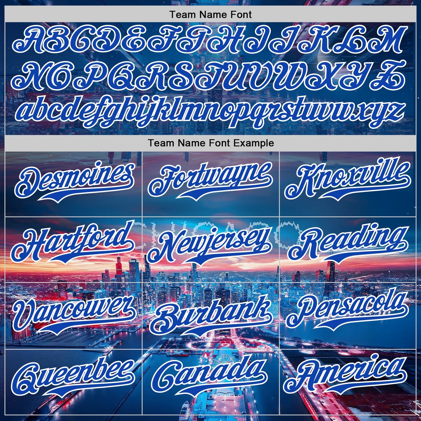 Custom Blue Thunder Blue-White Chicago Illinois Cityscape Skyline City Symbol Authentic Baseball Jersey