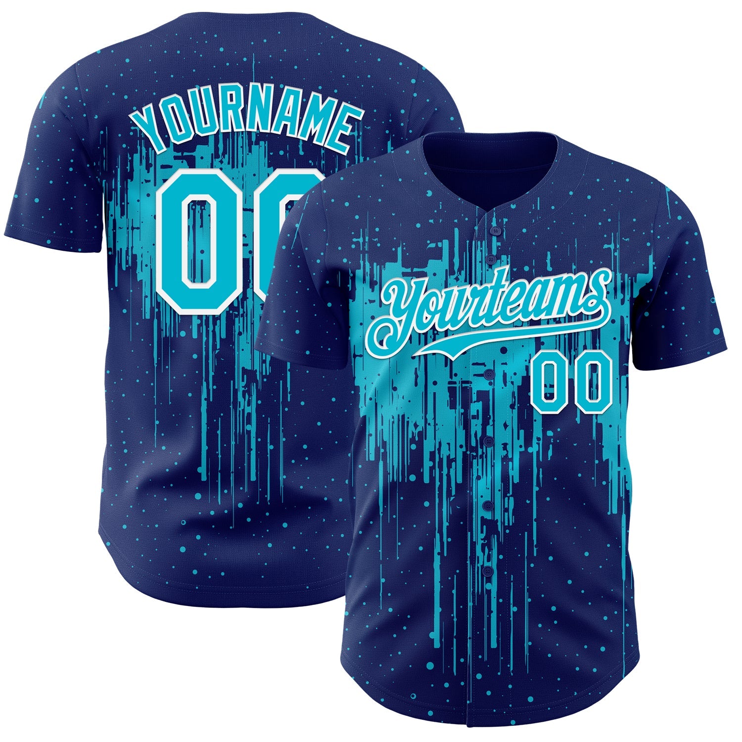 Custom Royal Lakes Blue-White Dripping Splatter Paint Authentic Baseball Jersey
