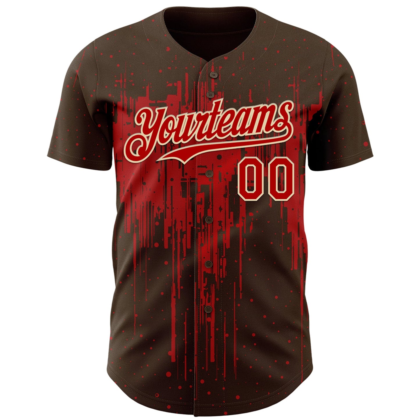 Custom Brown Red-Cream Dripping Splatter Paint Authentic Baseball Jersey