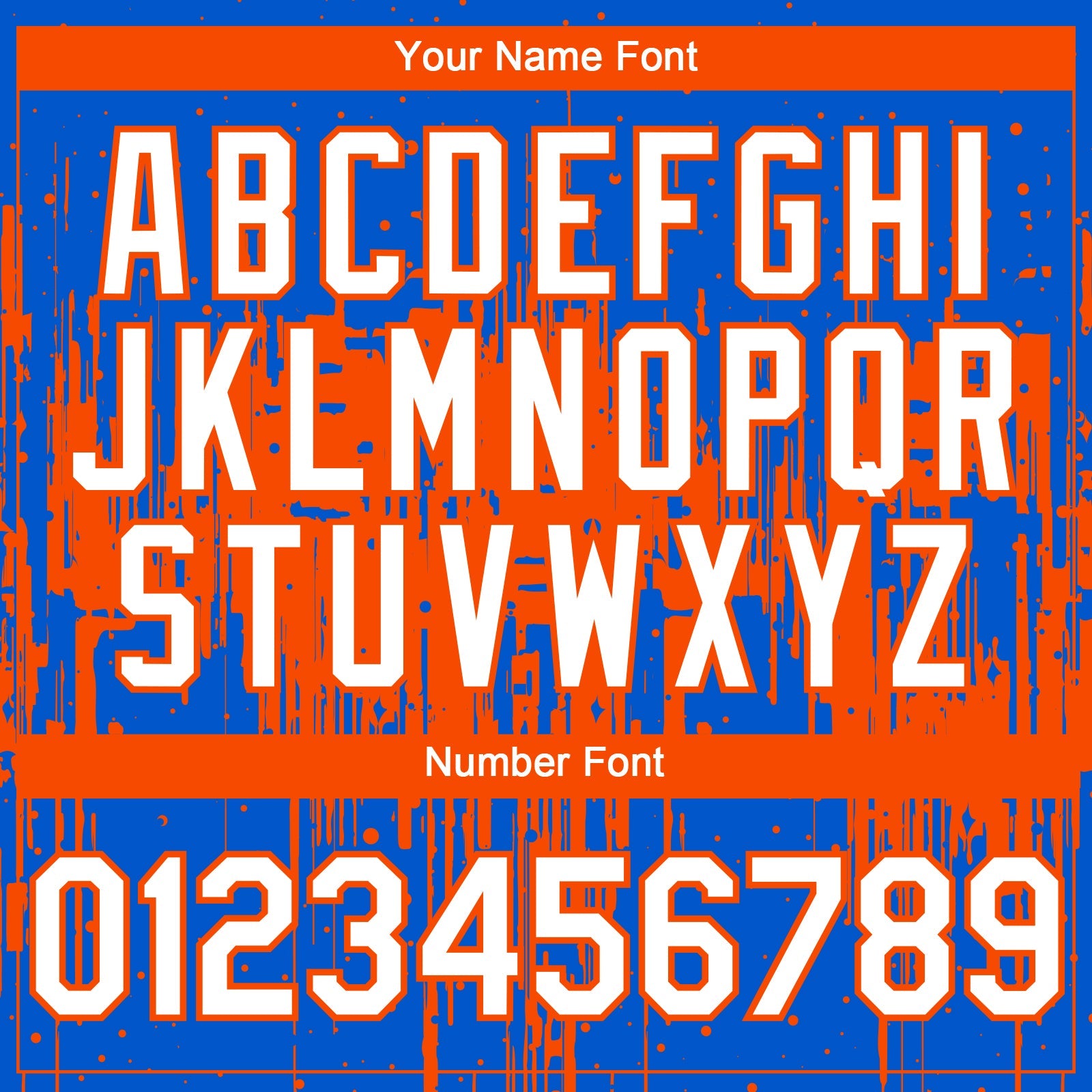 Custom Thunder Blue White-Orange Dripping Splatter Paint Authentic Baseball Jersey