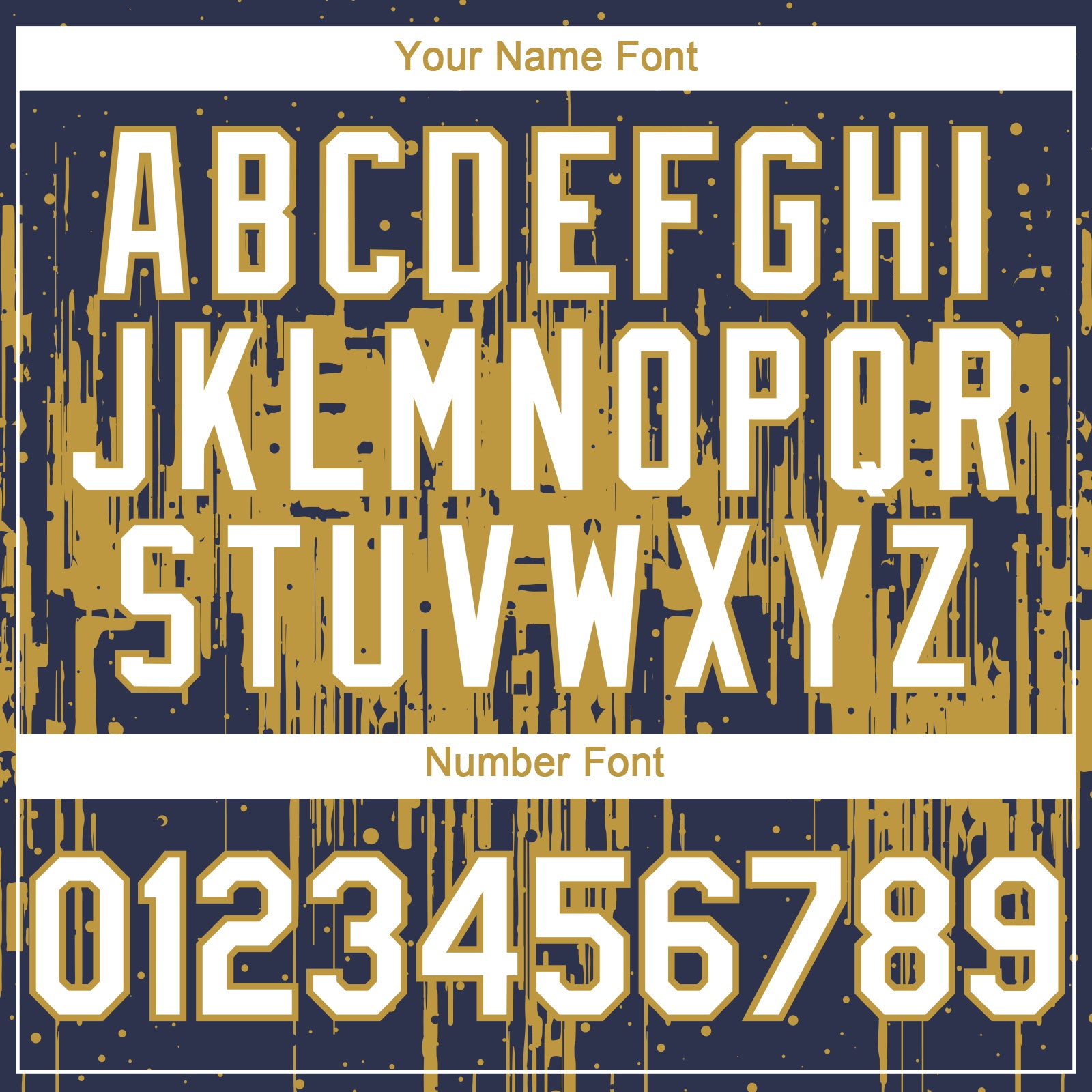 Custom Navy White-Old Gold Dripping Splatter Paint Authentic Baseball Jersey