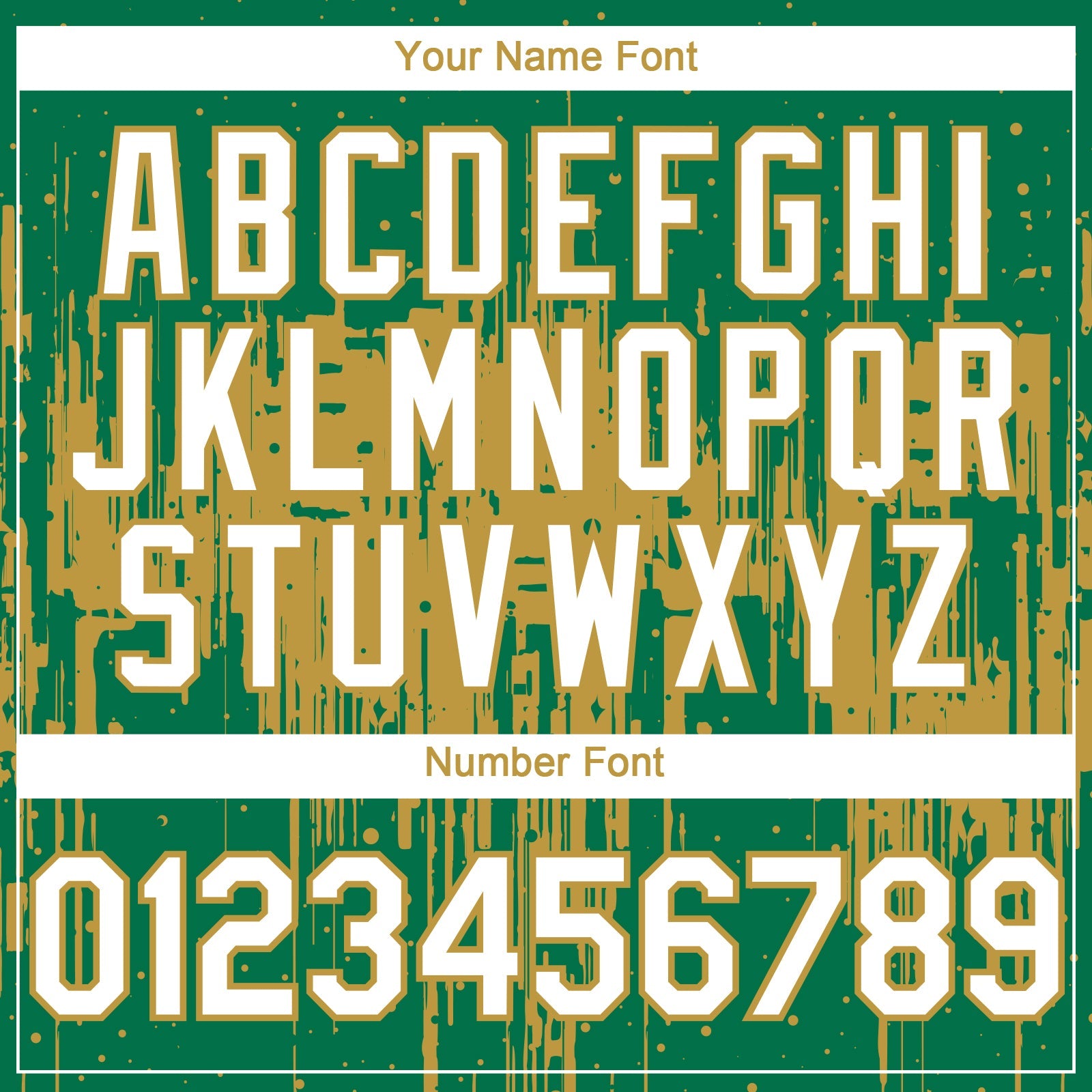 Custom Kelly Green White-Old Gold Dripping Splatter Paint Authentic Baseball Jersey