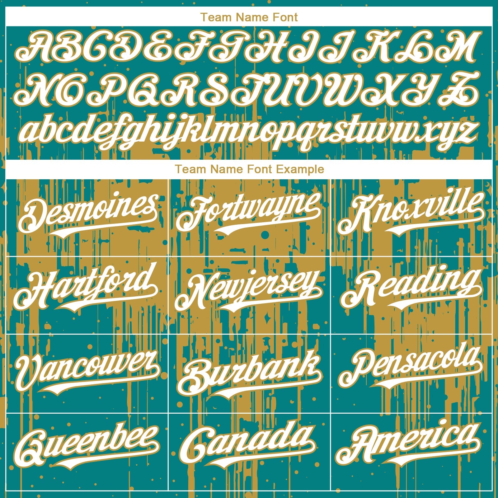 Custom Teal White-Old Gold Dripping Splatter Paint Authentic Baseball Jersey