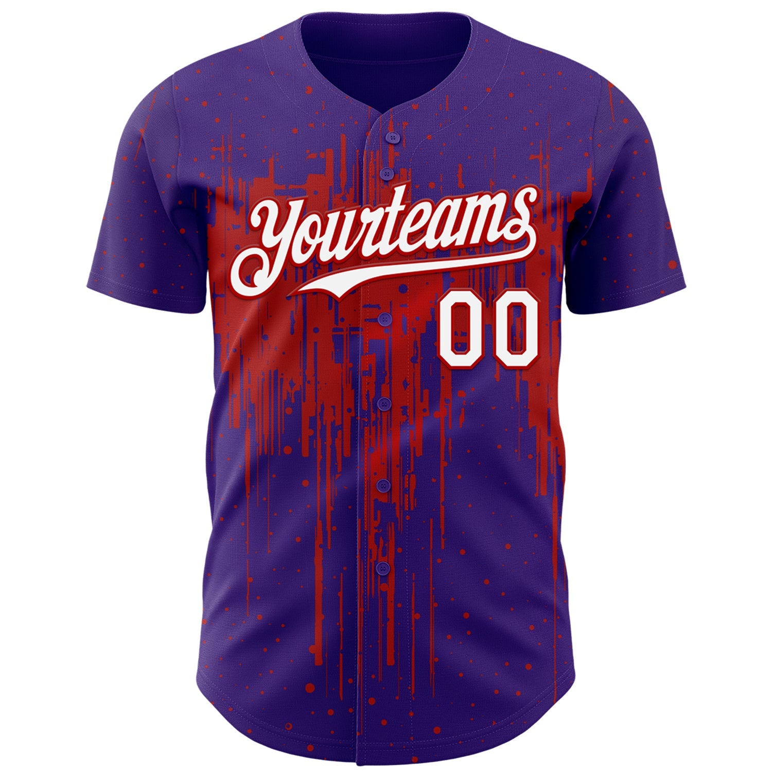 Custom Purple White-Red Dripping Splatter Paint Authentic Baseball Jersey