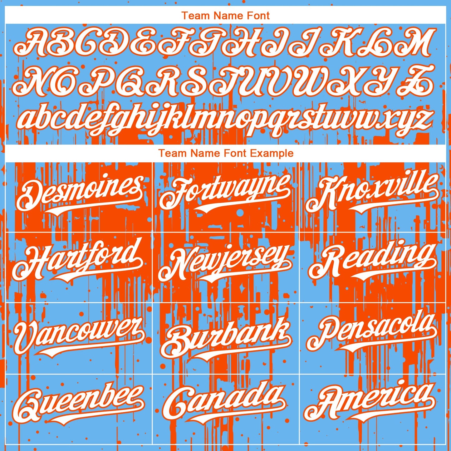Custom Sky Blue White-Orange Dripping Splatter Paint Authentic Baseball Jersey