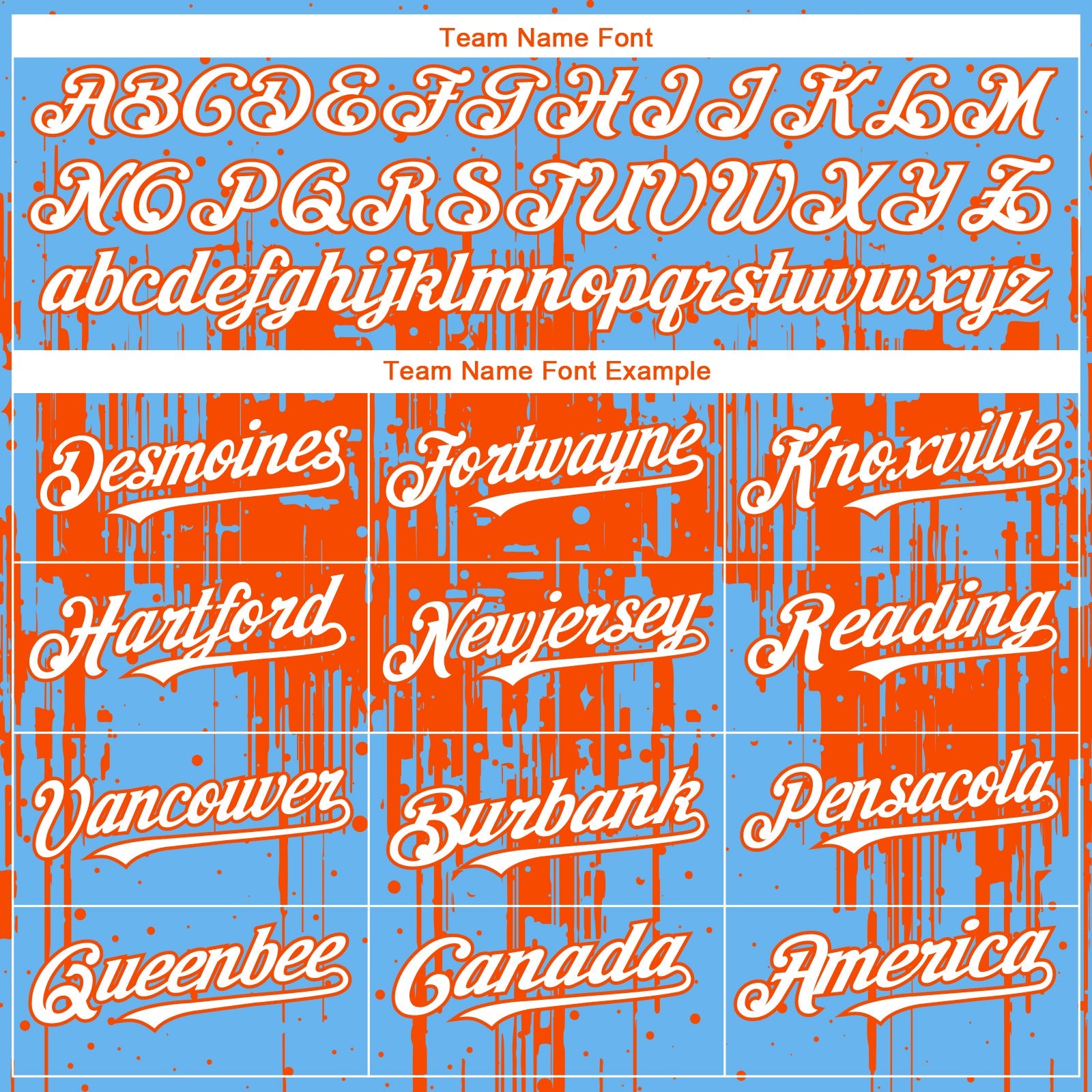 Custom Sky Blue White-Orange Dripping Splatter Paint Authentic Baseball Jersey