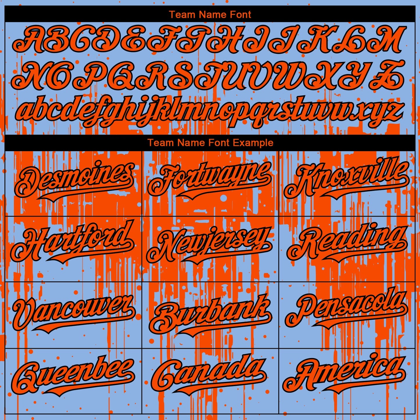 Custom Light Blue Orange-Black Dripping Splatter Paint Authentic Baseball Jersey